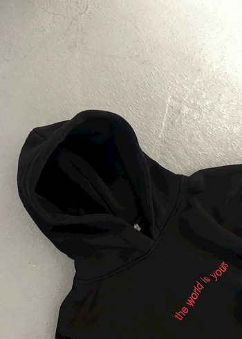 xl Beden siyah Renk Siyah Nakışlı Oversize Hoodie