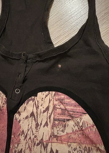 s Beden siyah Renk Bershka Çıtçıtlı Baskılı bluz