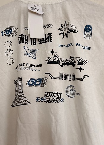 Beyaz Baskılı Kısa Kollu tshirt - Görsel 6