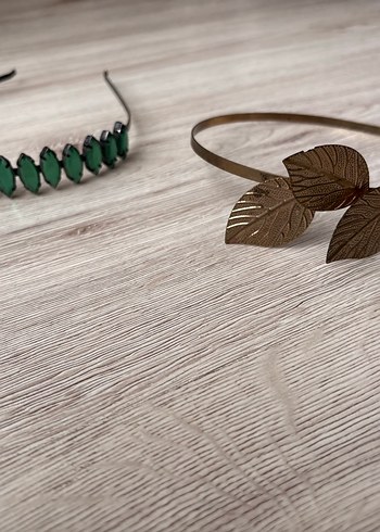 Yeşil Parlak Boncuklu ve Yapraklı Saç Tokası Seti - Görsel 2