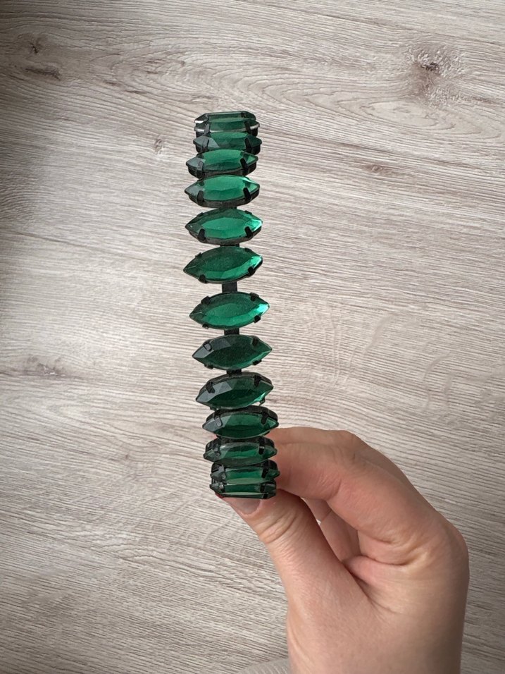 Yeşil Parlak Boncuklu ve Yapraklı Saç Tokası Seti - Görsel 3