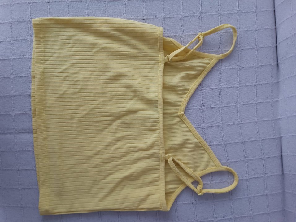 vintage retro Sarı V Yaka İnce Askılı Kadın Atlet - Görsel 2