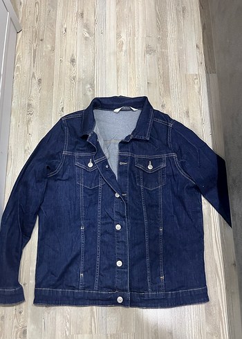 Düğmeli Lacivert Kadın Denim kot ceket - Görsel 2