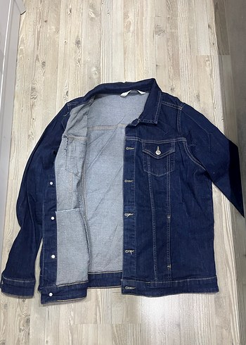 Düğmeli Lacivert Kadın Denim kot ceket - Görsel 3