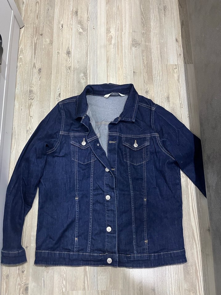 Düğmeli Lacivert Kadın Denim kot ceket - Görsel 2