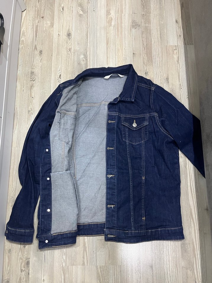 Düğmeli Lacivert Kadın Denim kot ceket - Görsel 3