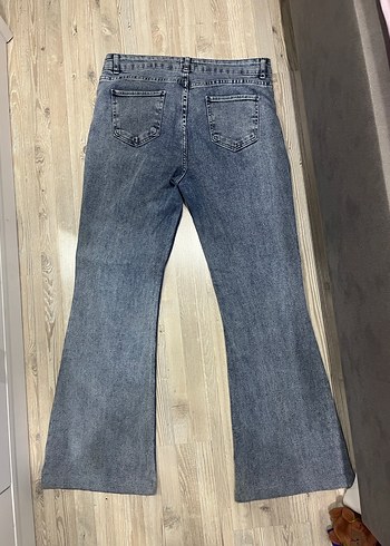 Gri Mavi Bağlama Desenli Salaş Kadın Jean - Görsel 2