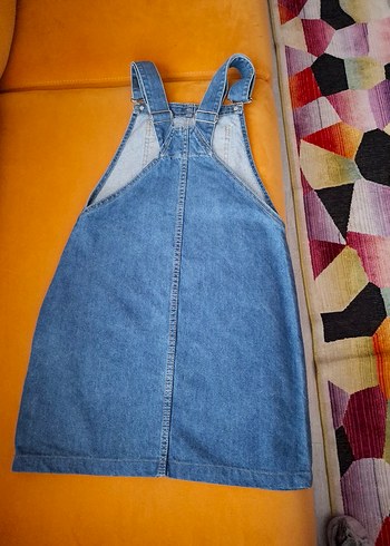 Kadın Mavi Denim Askılı Midi Salopet - Görsel 2