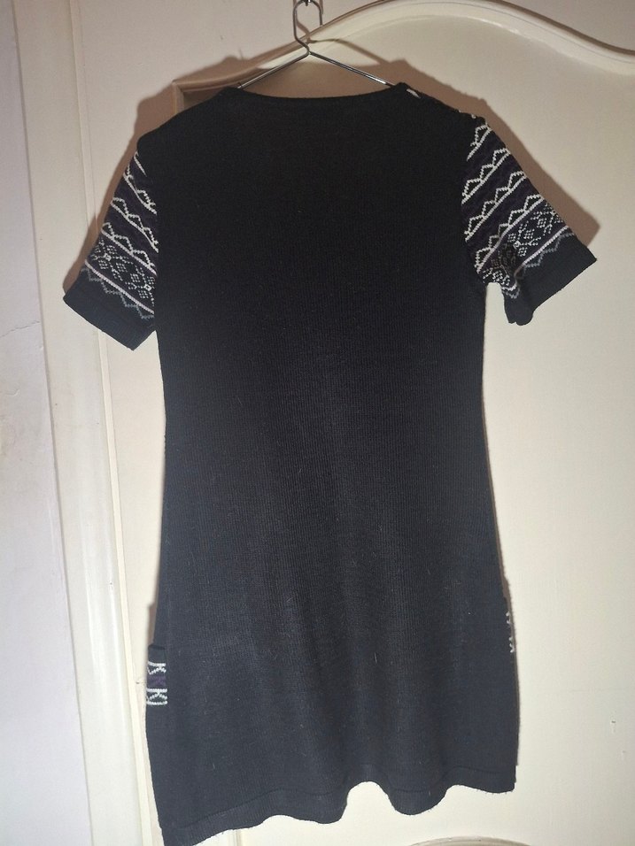 Siyah Gri Örme Midi Elbise - Görsel 3