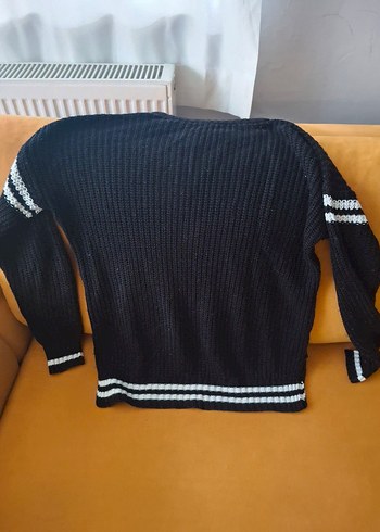 Siyah Baskılı Triko Kadın Kazak - Görsel 3