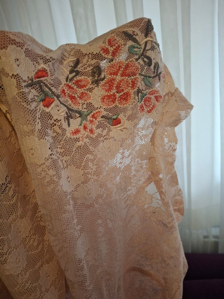 Nakışlı Dantel Uzun Kollu Bohem Bluz - Görsel 2