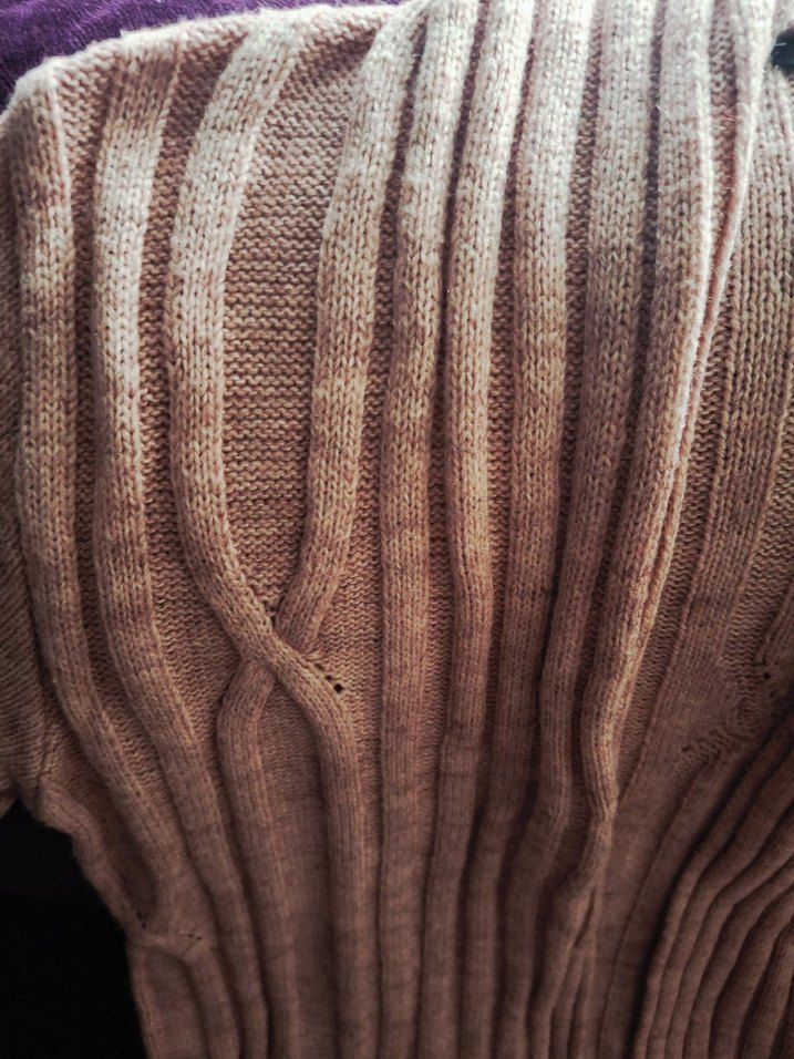 Açık pembe_pudra rengi karışımı Uzun Örgü Kadın Hırka - Görsel 3