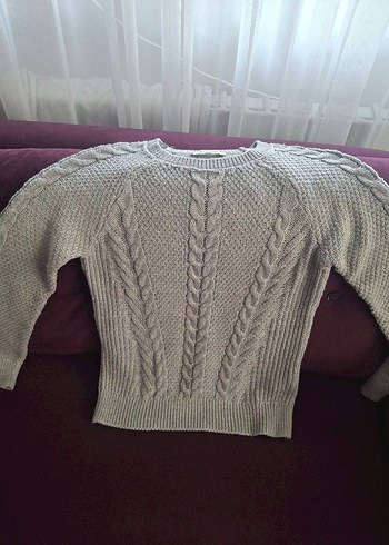 Gri Örgü Kadın Triko Kazak - Görsel 2