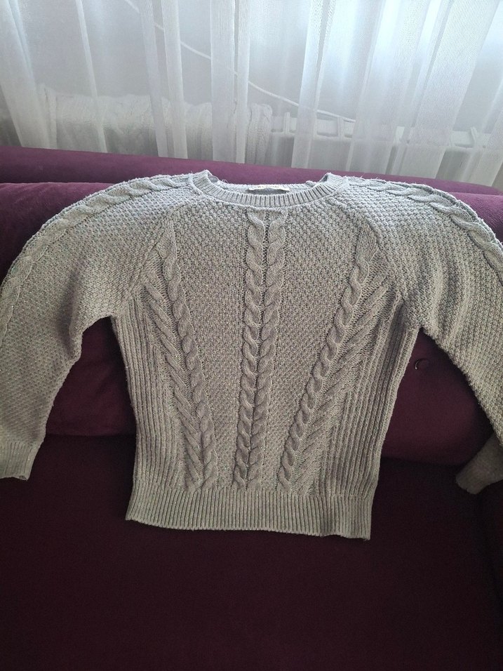 Gri Örgü Kadın Triko Kazak - Görsel 2