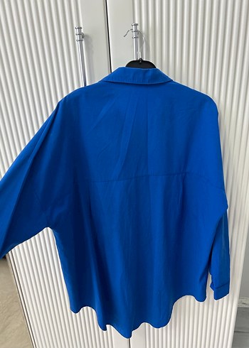 Mavi Düğmeli Keten Gömlek - Görsel 3