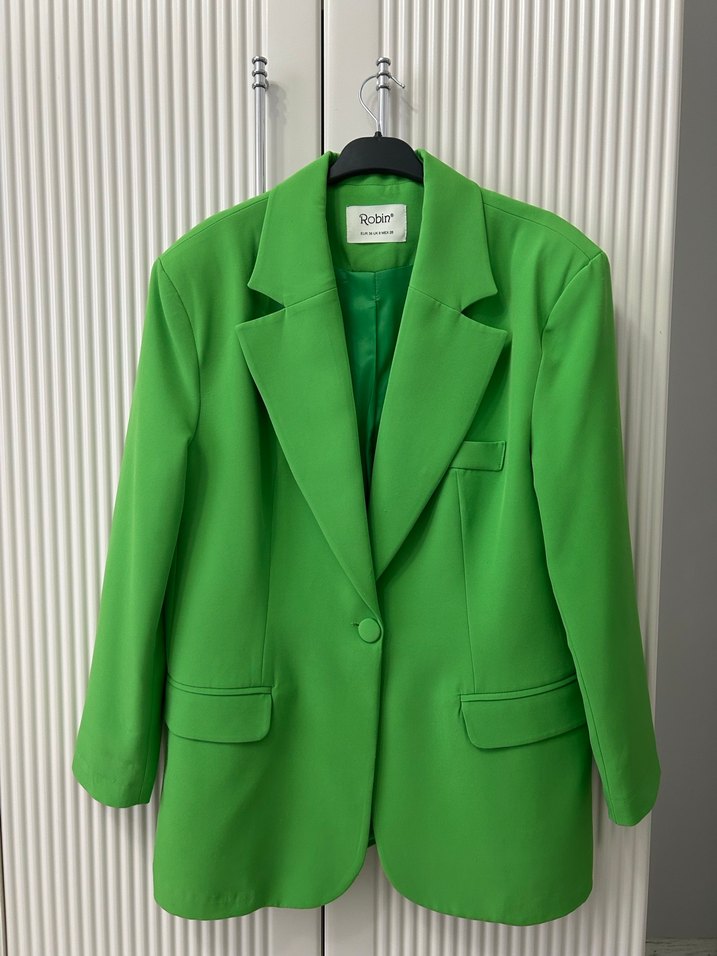 Yeşil Düğmeli Kadın Blazer Ceket - Görsel 2