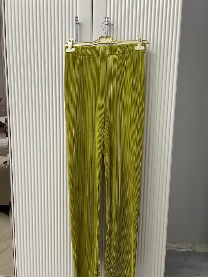 Piliseli Yeşil Kadın Midi Gömlek takım - Görsel 3