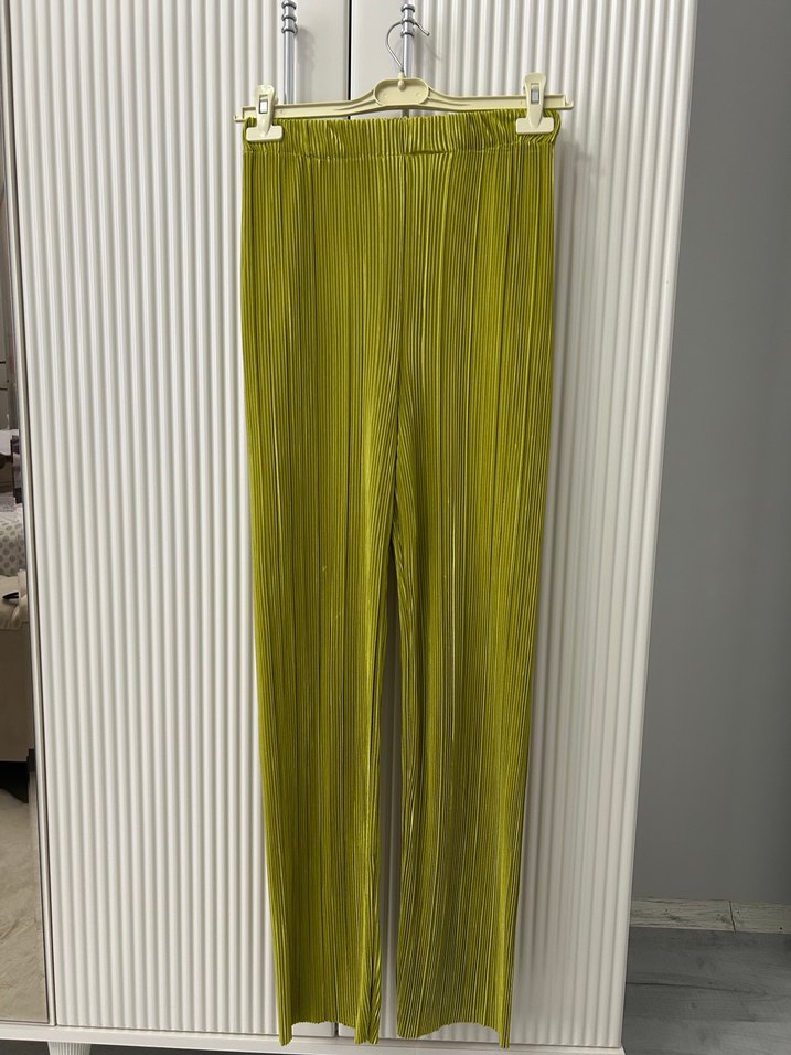 Piliseli Yeşil Kadın Midi Gömlek takım - Görsel 4