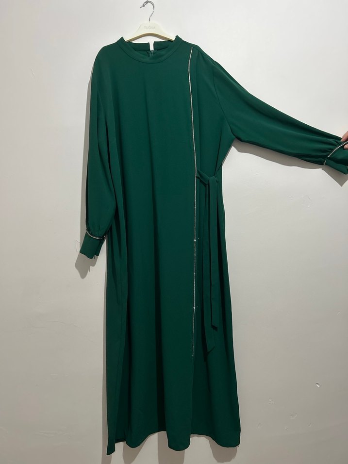 Düğmeli Yeşil Hamile Bluzu, Kısa Kollu, Midi Boy - Görsel 5