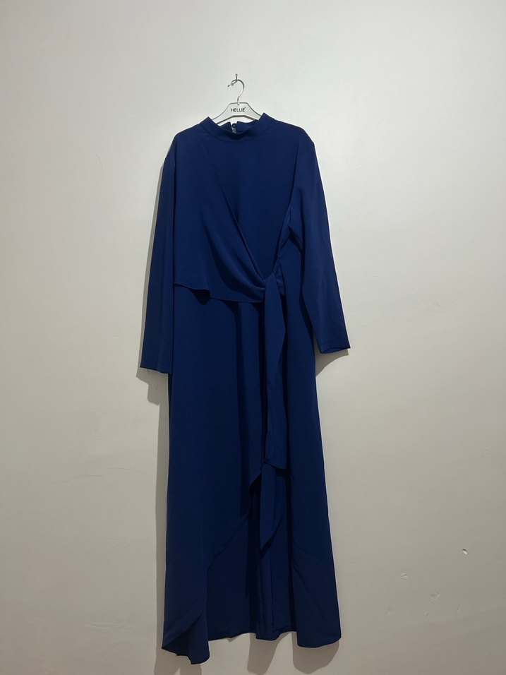 Lacivert yandan bağlamalı tunik pantolon takım - Görsel 4