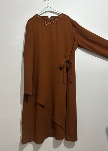 Kahverengi Uzun Kollu Salaş Tunik - Görsel 3