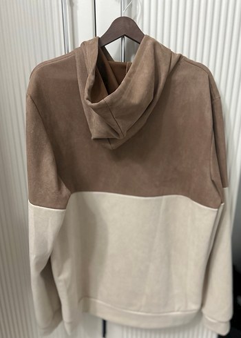 Kadın-erkek Süet Kapüşonlu Salaş Sweatshirt - Görsel 4