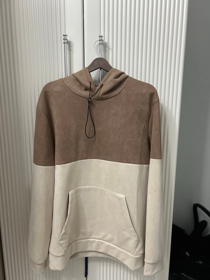 Kadın-erkek Süet Kapüşonlu Salaş Sweatshirt - Görsel 3