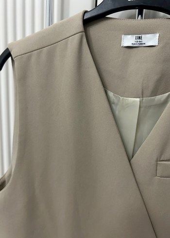 Bej Kuşaklı Midi Kolsuz Kadın Yelek - Görsel 4