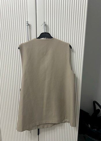 Bej Kuşaklı Midi Kolsuz Kadın Yelek - Görsel 7