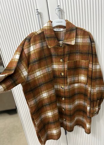 Düğmeli Kahverengi Uzun Kollu Kadın Gömlek - Görsel 5