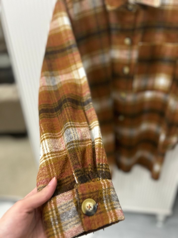 Düğmeli Kahverengi Uzun Kollu Kadın Gömlek - Görsel 3