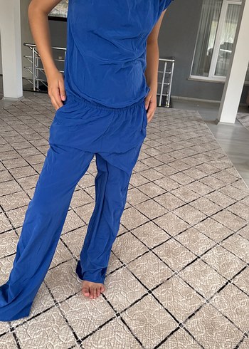 m Beden mavi Renk Mavi Parlak Kadın Kolsuz Tulum