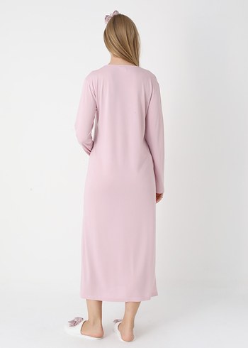 Pudra Rengi  Uzun Hamile ve Emzirme Gecelik Takımı - Görsel 6