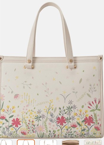 Laura Ashley Pastel Çiçek Desenli Bej Kadın Çanta Orjinal - Görsel 2