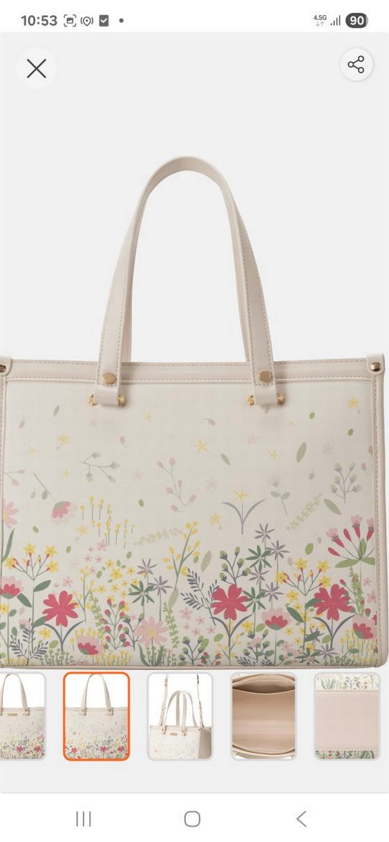 Laura Ashley Pastel Çiçek Desenli Bej Kadın Çanta Orjinal - Görsel 2