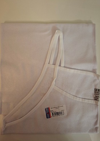 Seher Yıldızı Beyaz İnce Askılı Kadın Atlet-6 Adet - Görsel 2