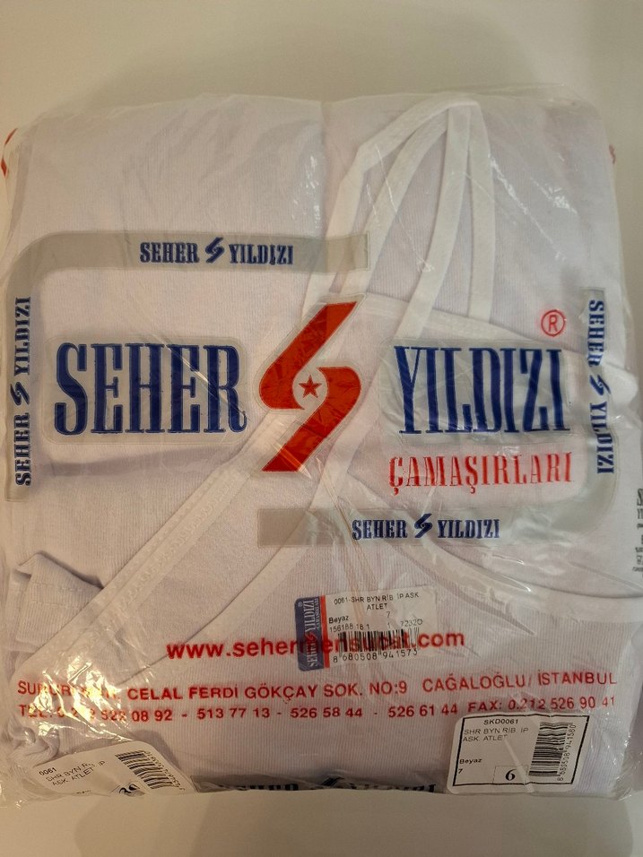 Seher Yıldızı Beyaz İnce Askılı Kadın Atlet-6 Adet - Görsel 3
