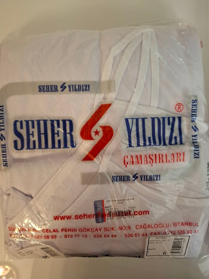 Seher Yıldızı Beyaz İnce Askılı Kadın Atlet-6 Adet - Görsel 4