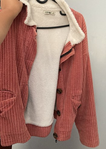 Pembe Kadın Düğmeli Ceket