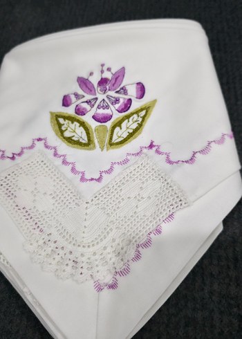 Mor Nakışlı ,dantelli 6 adet peçete - Görsel 5