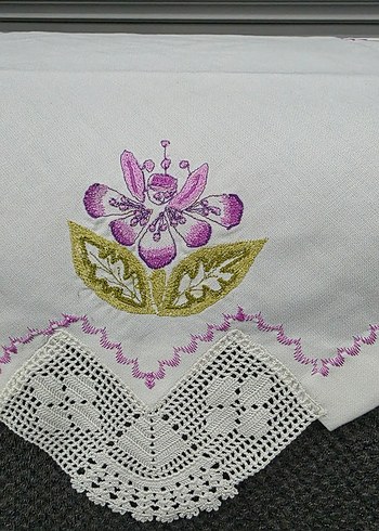 Mor Nakışlı ,dantelli 6 adet peçete - Görsel 7