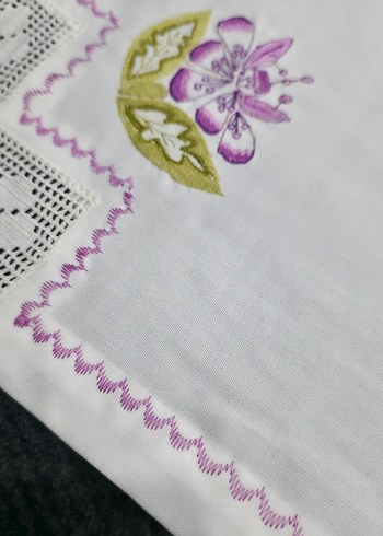 Mor Nakışlı ,dantelli 6 adet peçete - Görsel 8