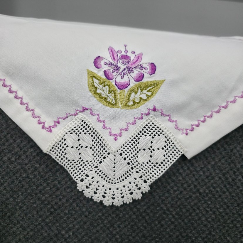 Mor Nakışlı ,dantelli 6 adet peçete - Görsel 4