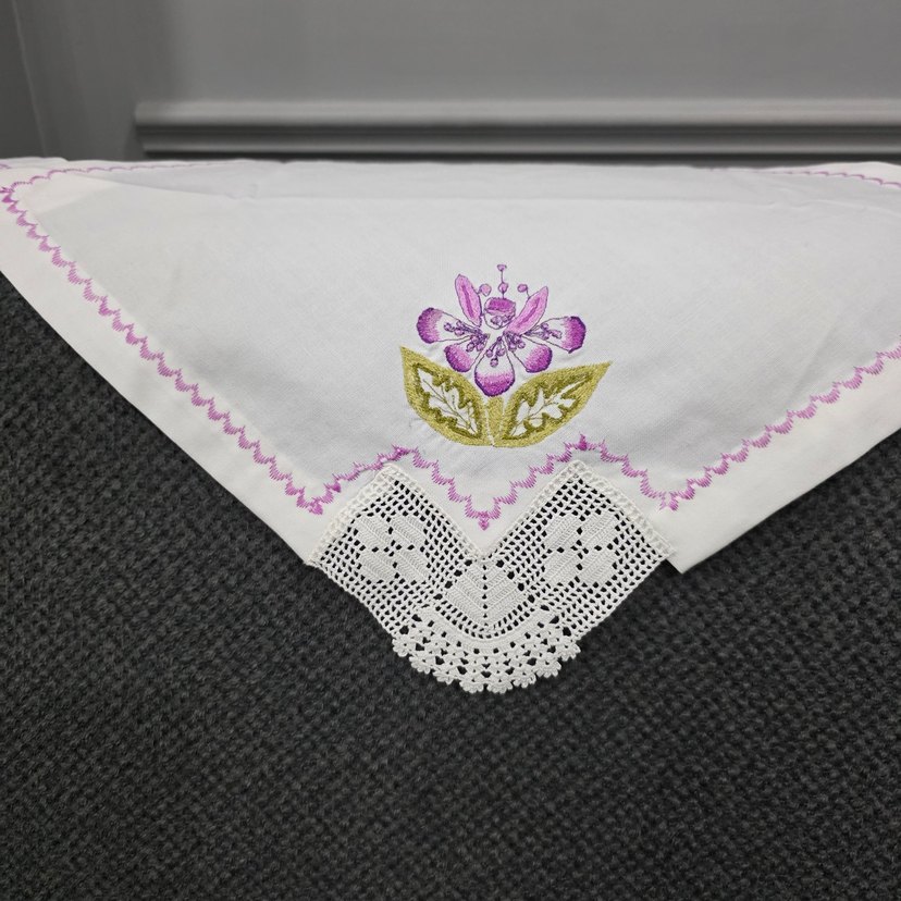 Mor Nakışlı ,dantelli 6 adet peçete - Görsel 3