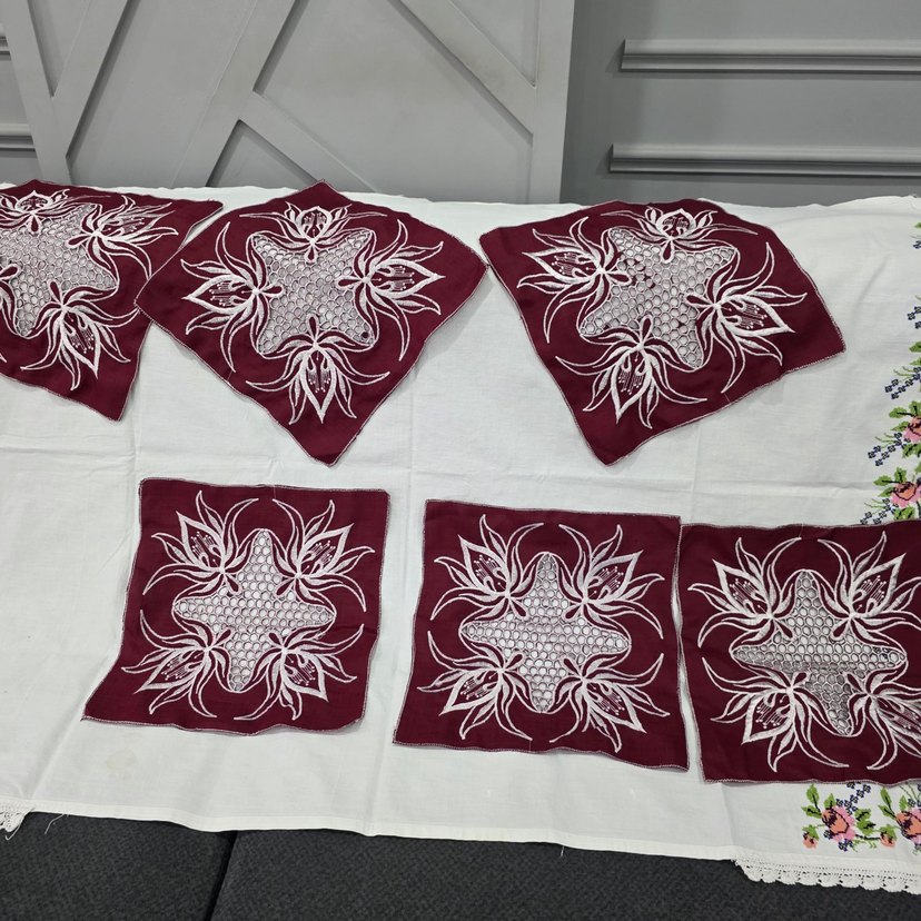 Bordo Nakışlı peçete - Görsel 5