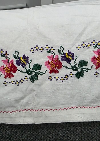 Renkli Çiçek Desenli Geleneksel kanaviçe - Görsel 3