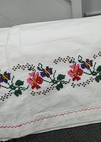 Renkli Çiçek Desenli Geleneksel kanaviçe - Görsel 2