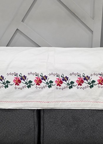 Renkli Çiçek Desenli Geleneksel kanaviçe - Görsel 4