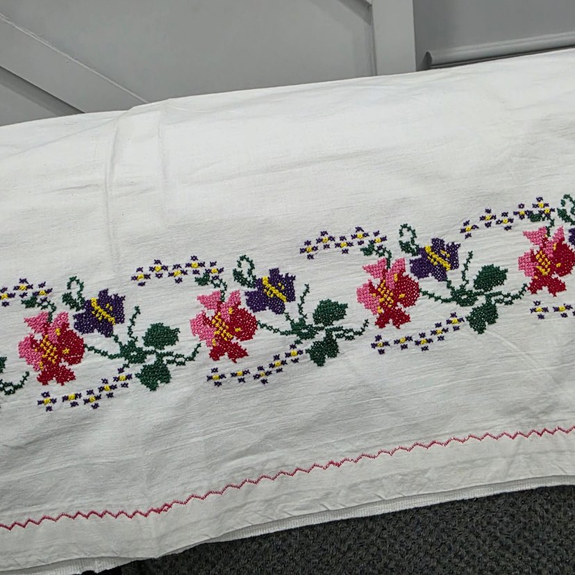 Renkli Çiçek Desenli Geleneksel kanaviçe - Görsel 2