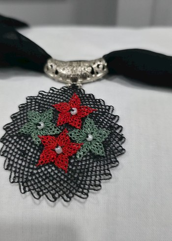 İğne oya detaylı uzun fular - Görsel 4